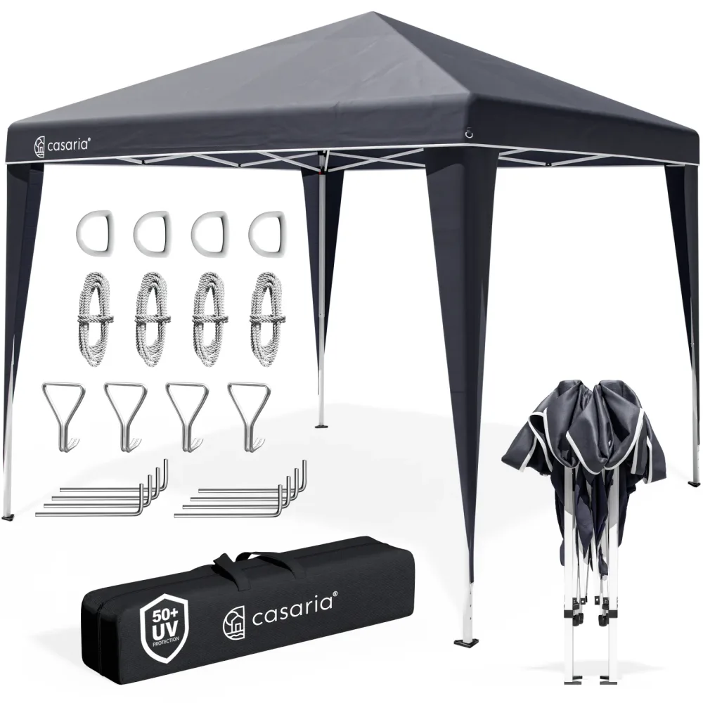 Faltpavillon 3x3m Pop-Up Anthrazit Schnellaufbau UV-Schutz 50+ wasserdicht stabil