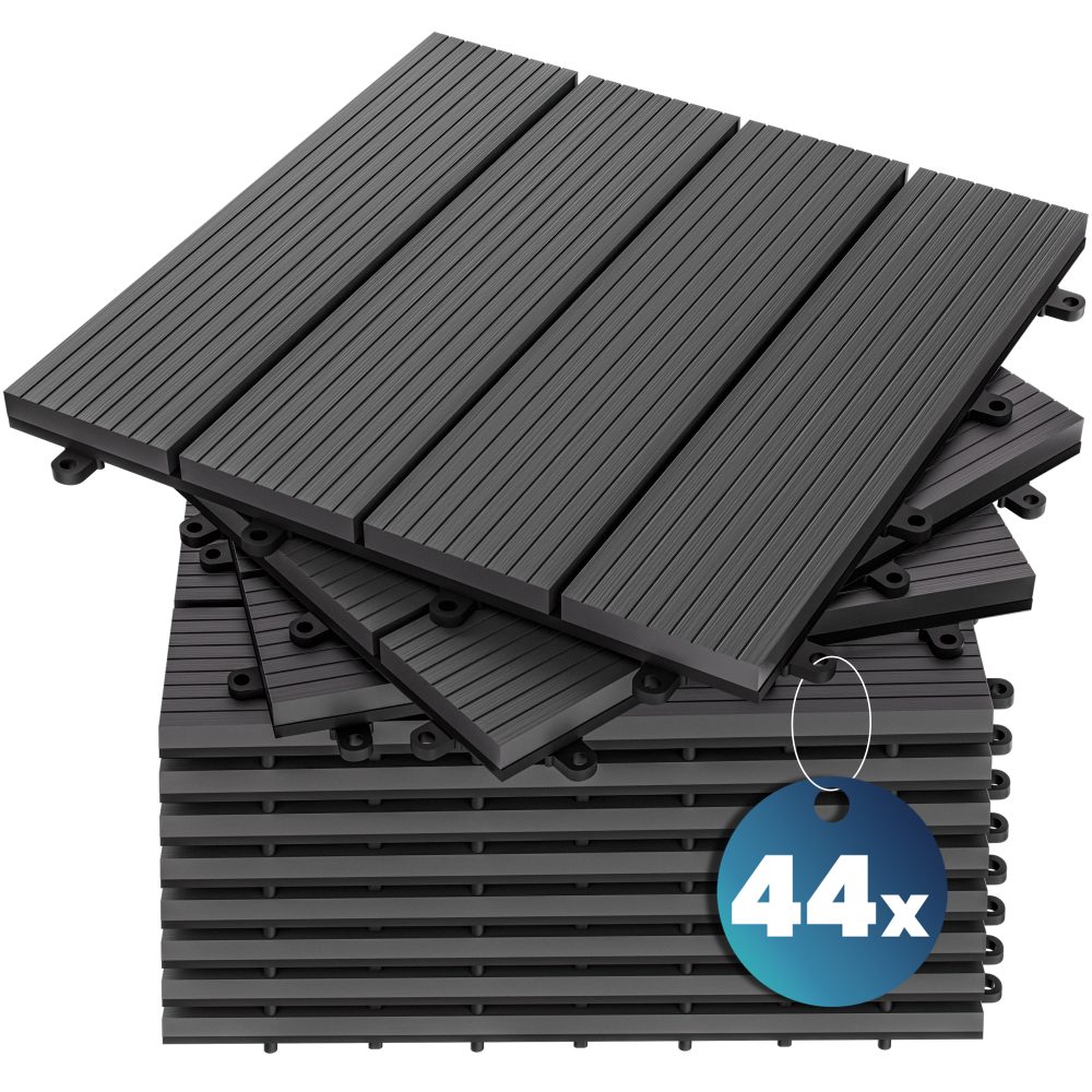 WPC Fliesen 44er-Set Klassik Anthrazit - 30x30cm
