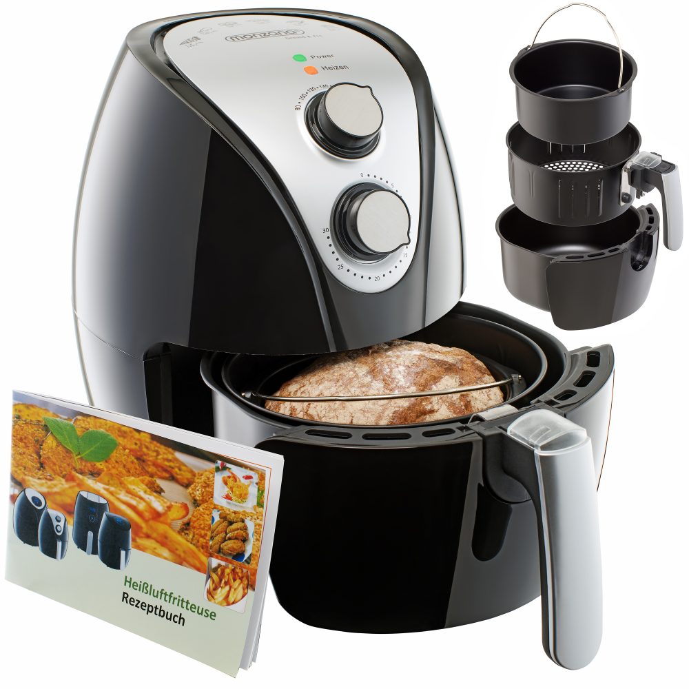 9in1 Heißluftfritteuse und Brotbackautomat Schwarz 3,6L