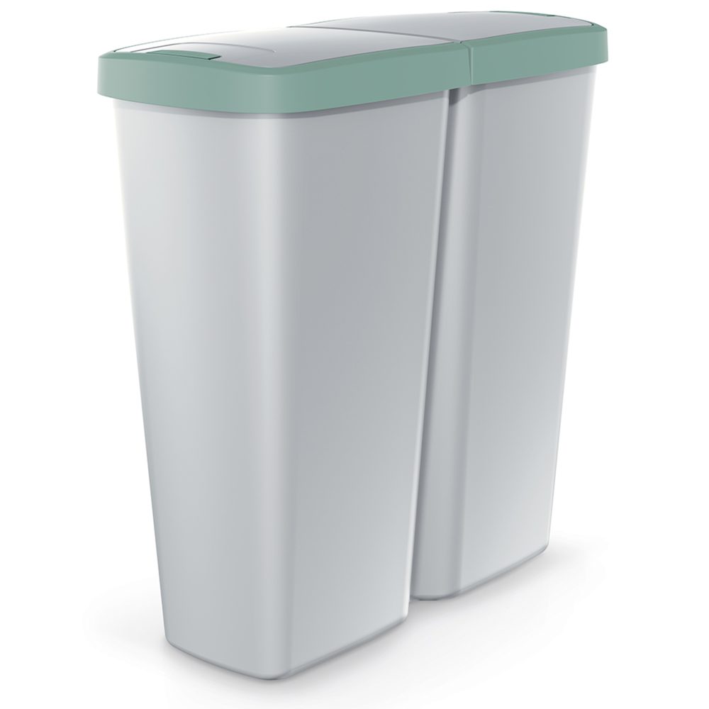 Mülleimer Duo Grau/Grün 50L 55x25x57cm