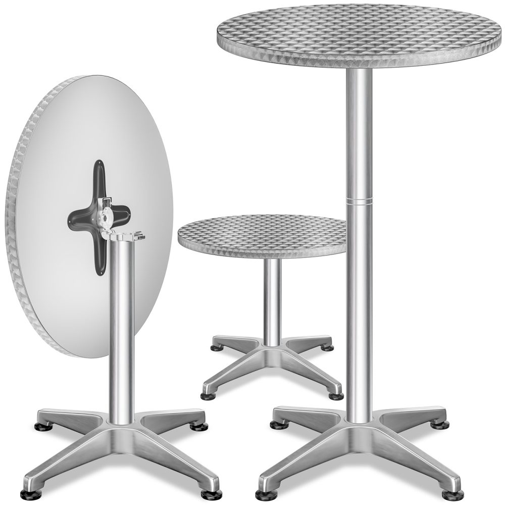 Stehtisch 2er-Set Silber Alu Ø60cm klappbar, höhenverstellbar