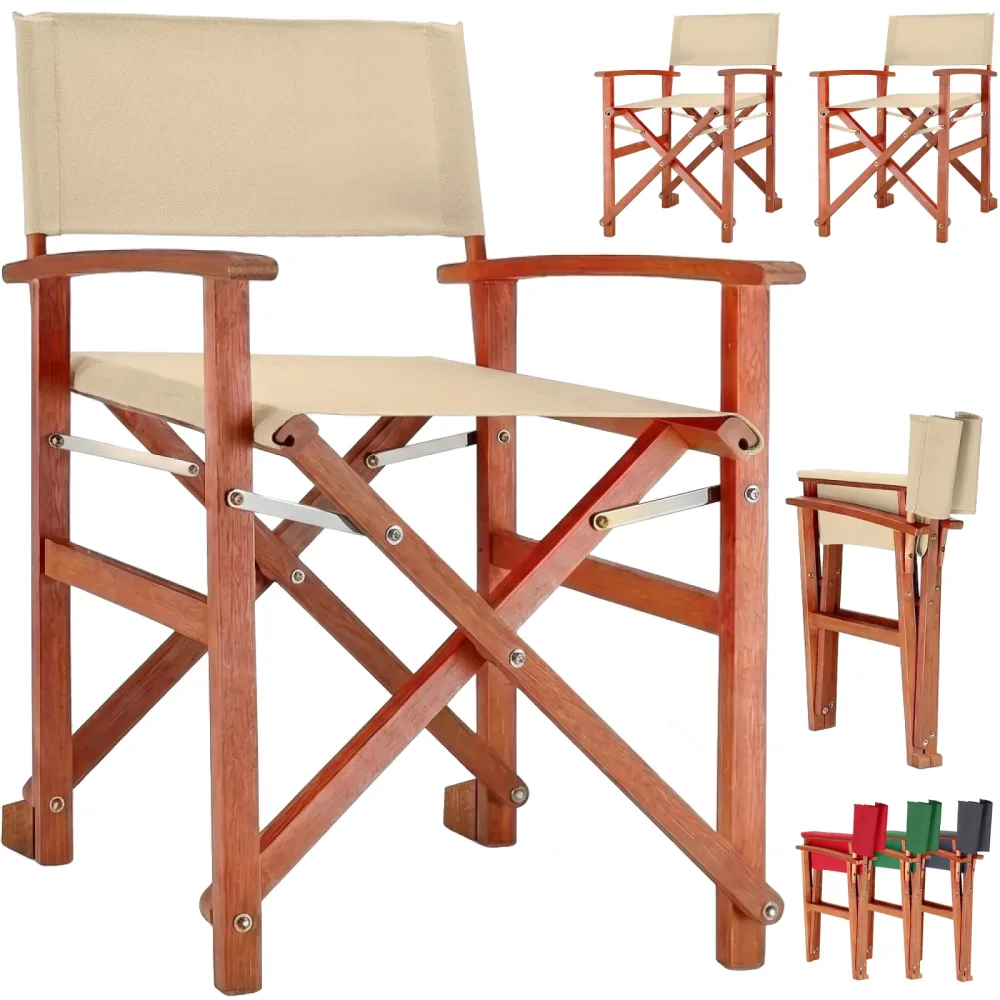 Regiestuhl Creme 2er-Set Eukalyptusholz FSC®-zertifiziert Klappbar