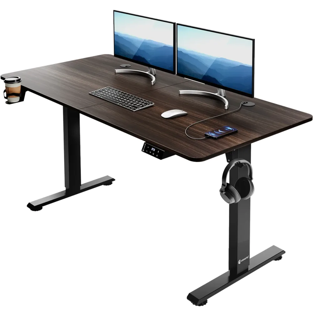 Höhenverstellbarer Schreibtisch Braun 140x60x73-118cm