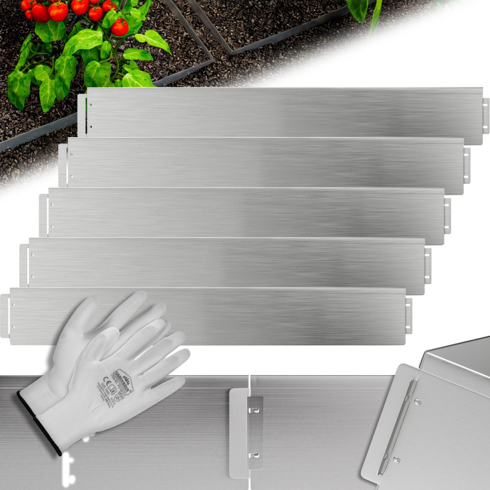 Beeteinfassung 5er-Set Silber Metall 5mx18cm