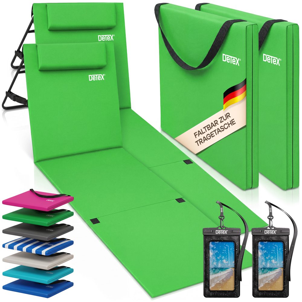 Strandmatte 2er-Set Grün 158x56x46cm gepolstert