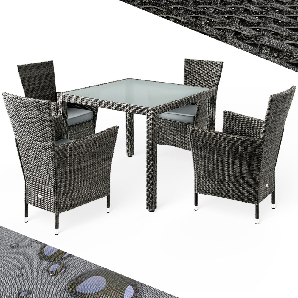 Polyrattan Garten-Sitzgruppe Bali 5-tlg Grau/Anthrazit