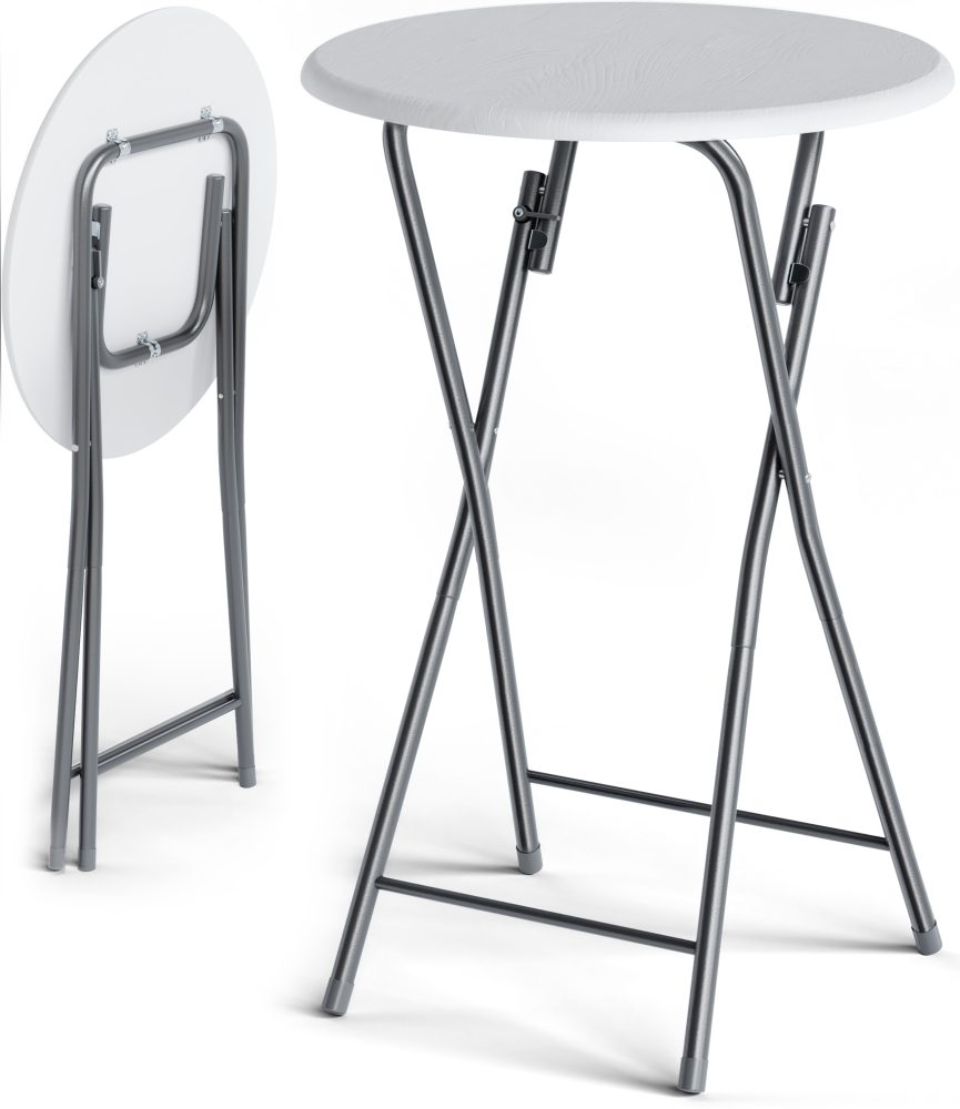 Stehtisch 2er-Set Ø60cm klappbar Holzdekor Weiß
