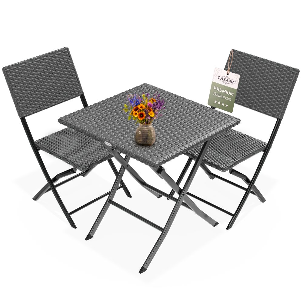 Polyrattan Gartensitzgruppe 3-tlg Anthrazit