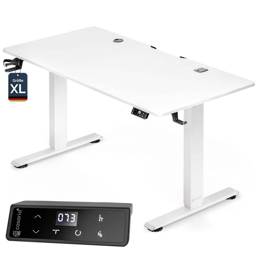 Höhenverstellbarer Schreibtisch Weiß 160x75x72-117cm
