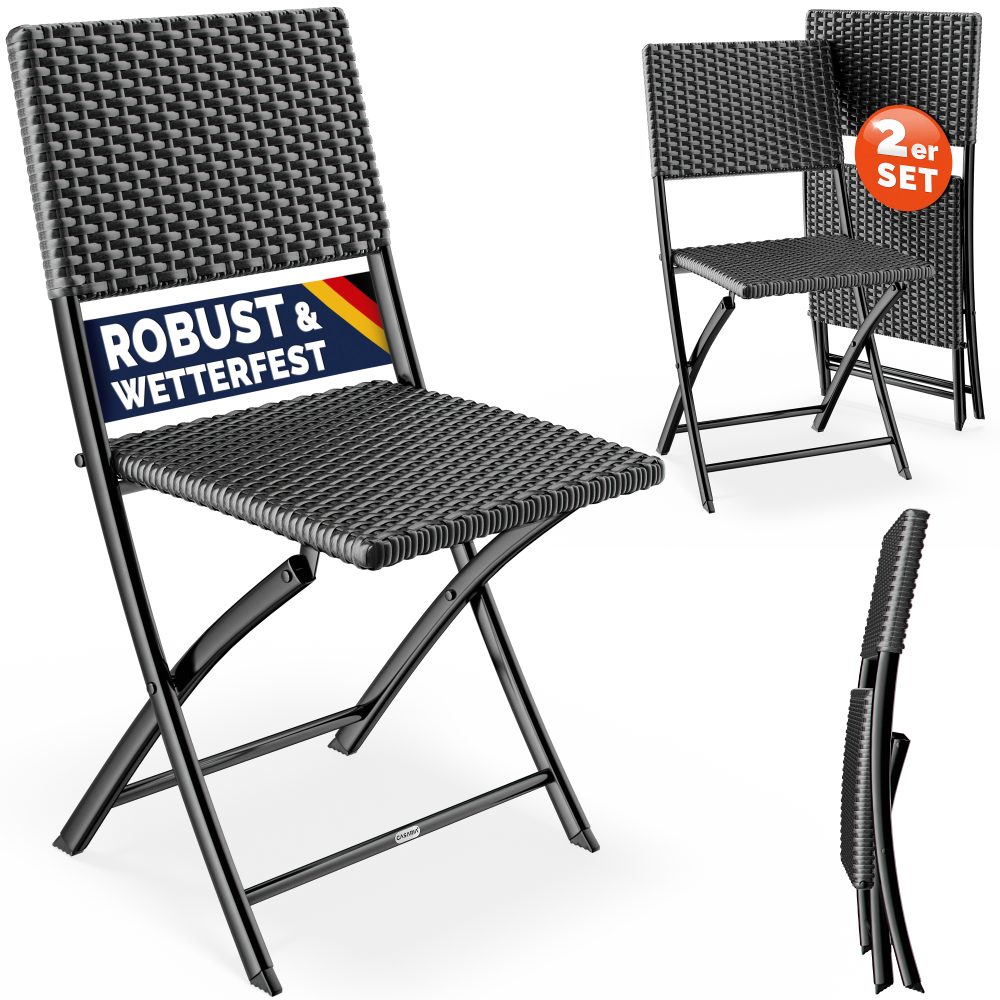 Polyrattan Klappstuhl Rom 2er-Set Anthrazit