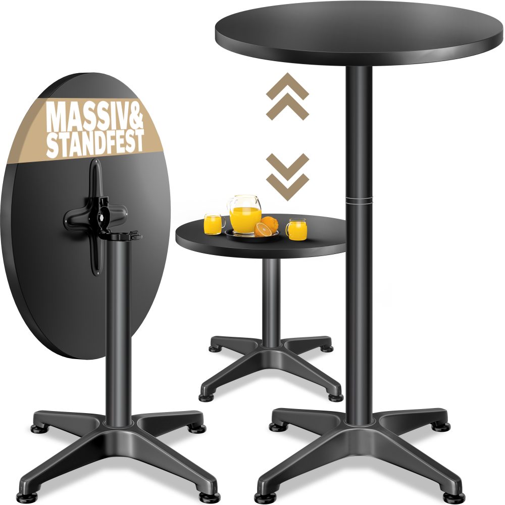Stehtisch Ø60cm höhenverstellbar 70/115cm klappbar Alu Schwarz