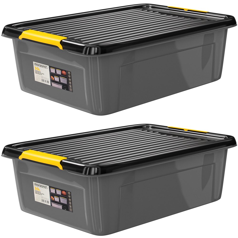 Aufbewahrungsbox 2er-Set Grau/Anthrazit 58x39x16cm stapelbar