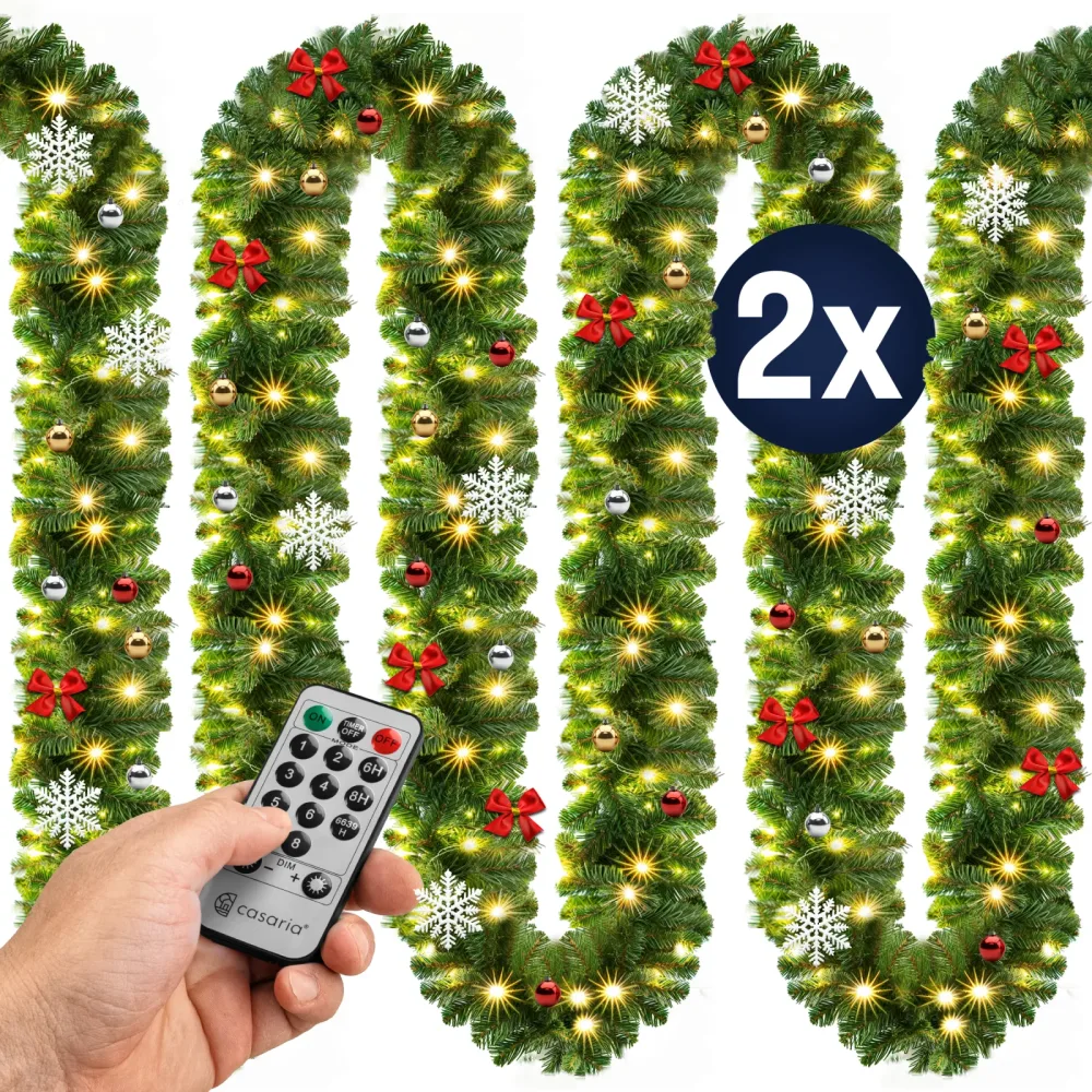 Weihnachtsgirlande 5m 2er-Set geschmückt inkl Fernbedienung