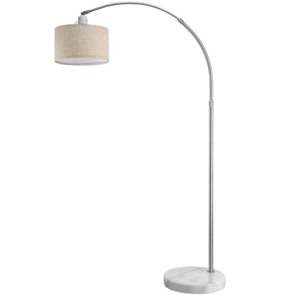 Design Bogenlampe Grau Leinen 150-175cm verstellbar
