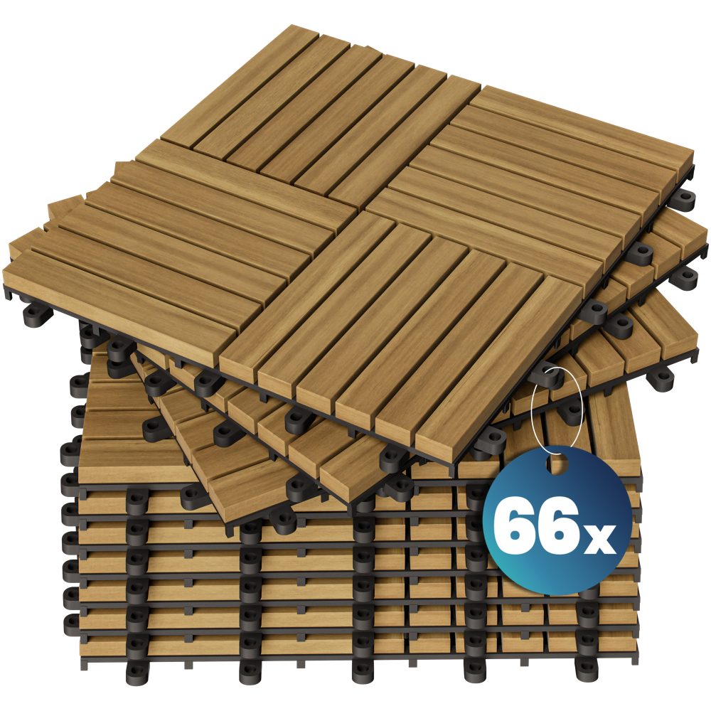 Holzfliese Akazie Quattro Mosaik 66er-Set 30x30cm