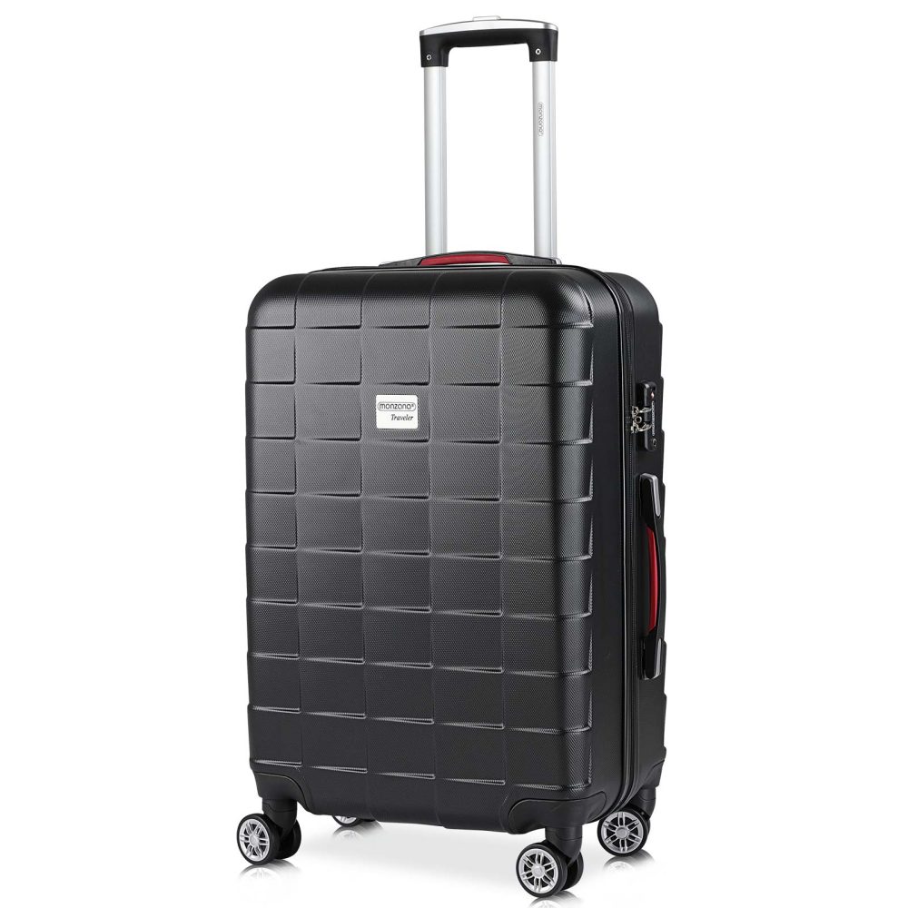 Hartschalenkoffer L Rollen 360º Reisekoffer 80L Schwarz ABS