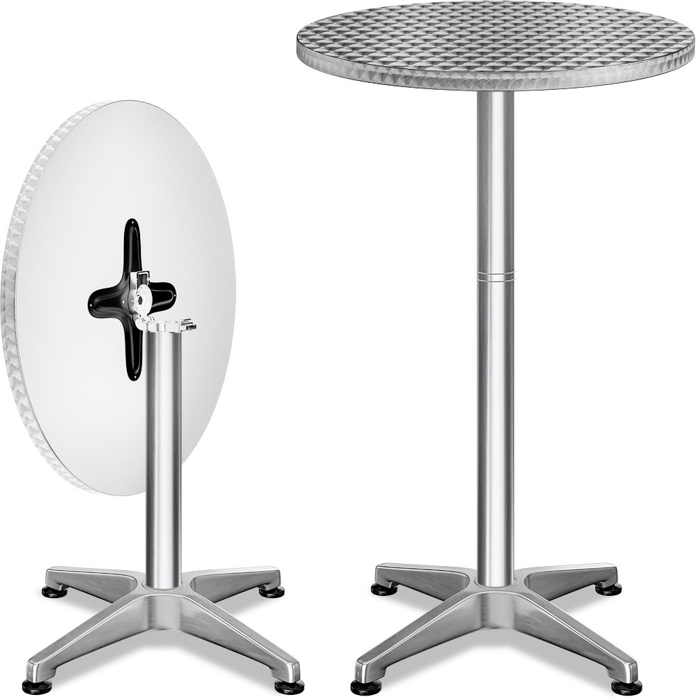 Stehtisch 2er-Set Ø60cm Alu klappbar höhenverstellbar Silber