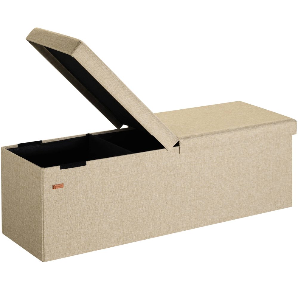 Sitzbank Beige 115x38x38cm mit Klappdeckel