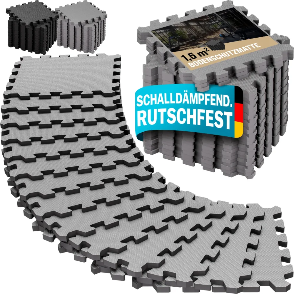 Bodenschutz-/Puzzlematten 18er-Set Grau 175x88x1cm