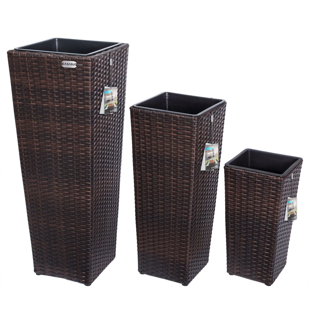 Polyrattan Blumentopf 3er-Set Braun