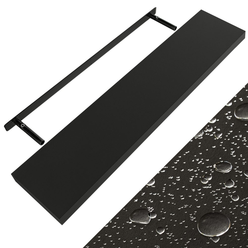Wandregal Schweberegal 110cm Schwarz + Halterung