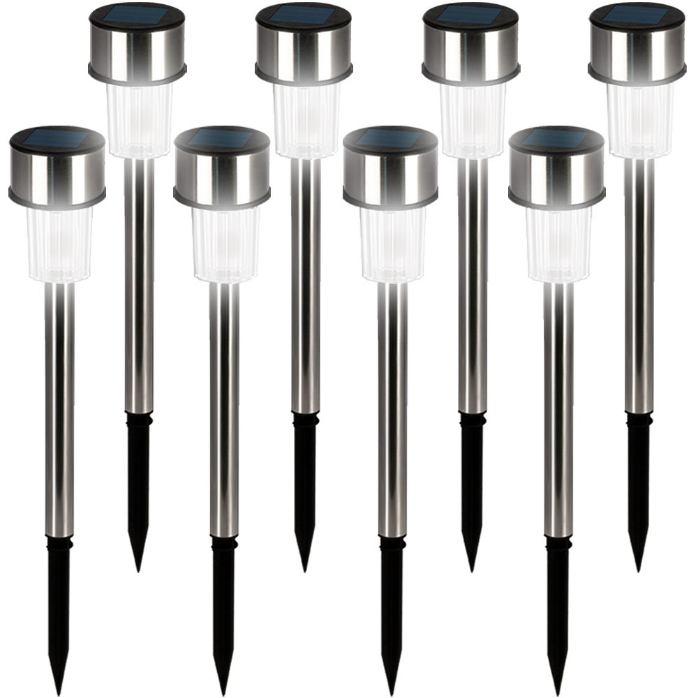 LED Solarleuchte 8er-Set Edelstahl 36,5cm
