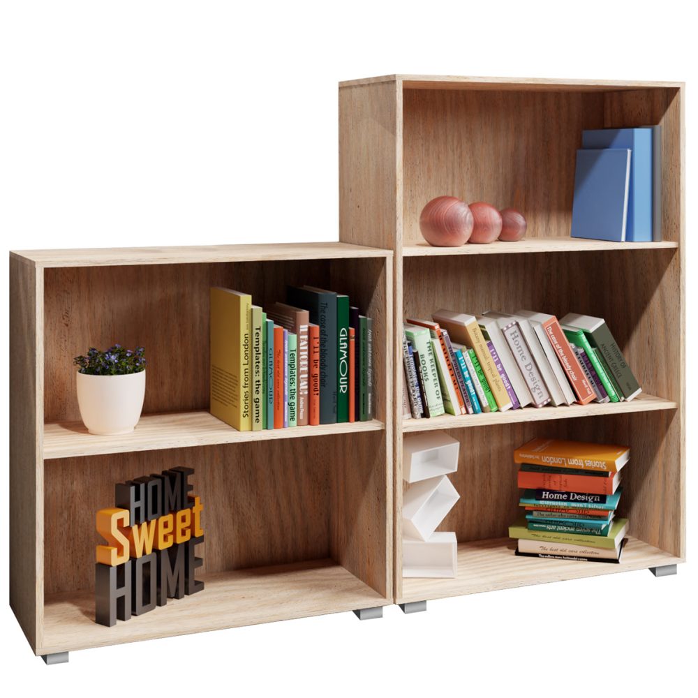Bücherregal Vela 2er-Set Eiche 2+3 Fächer