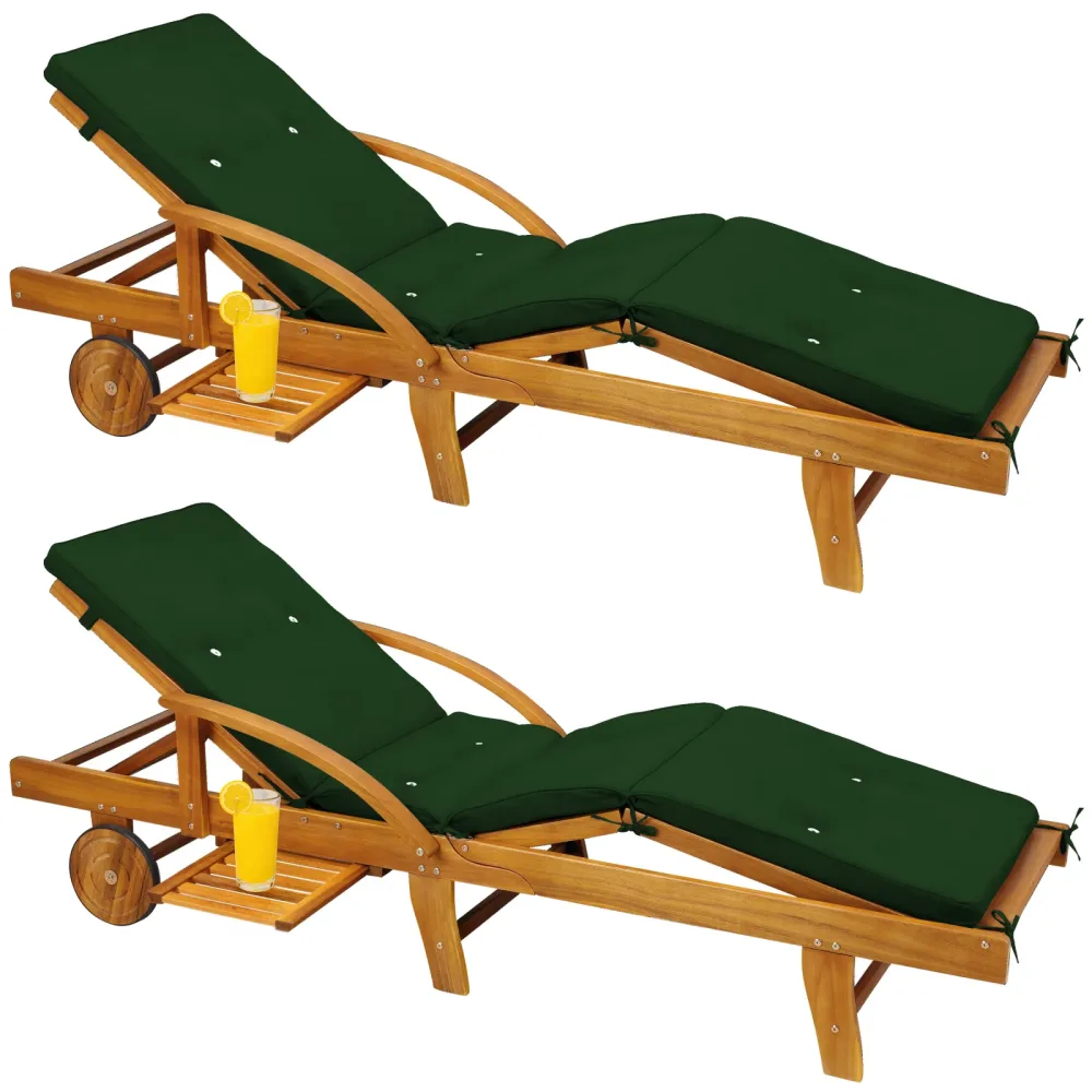 Gartenliege Tami Sun® 2er-Set Akazie inkl Auflage Grün
