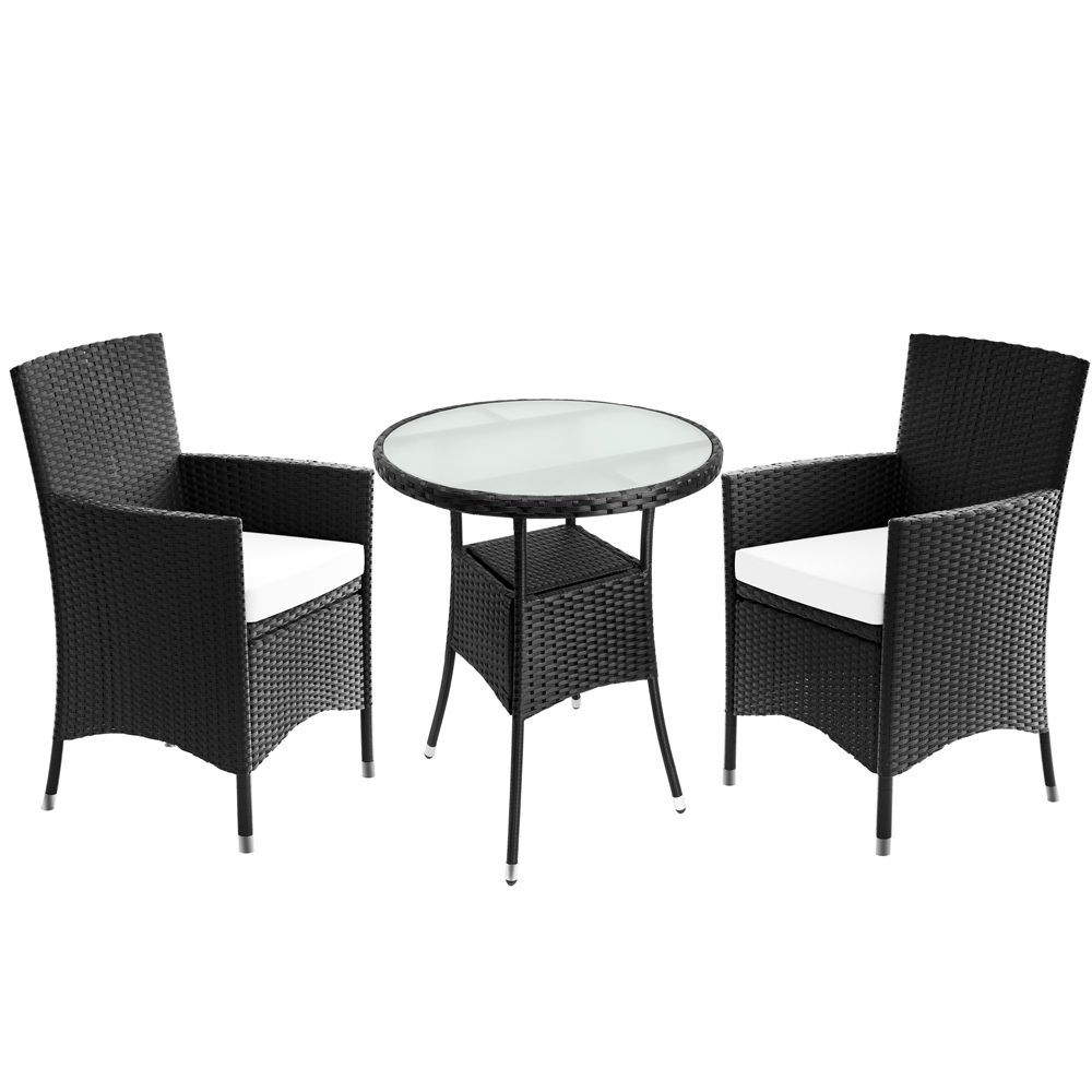 Polyrattan Balkonset 3-tlg inkl Sitzauflagen