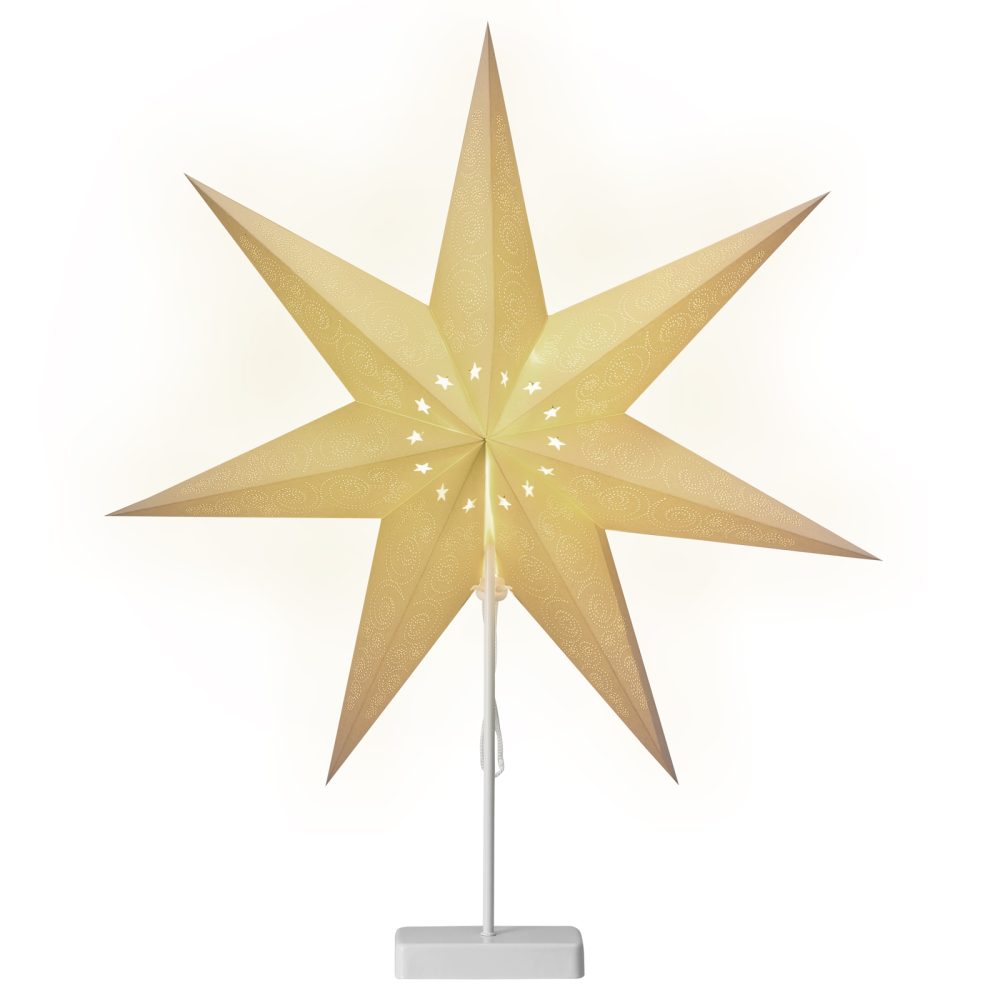 Papierstern LED Weiß Ornament inkl Ständer