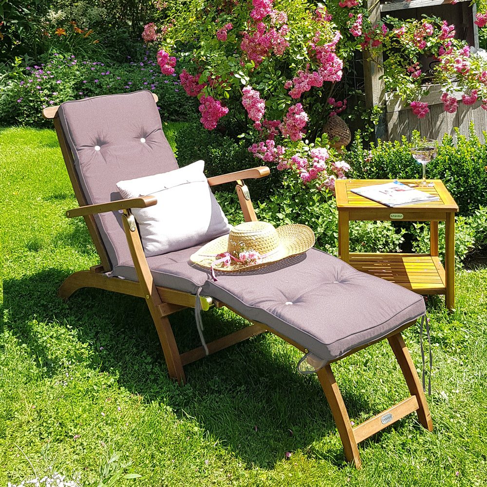Gartenliege Queen Mary® Akazie FSC®-zertifiziert inkl Auflage Anthrazit