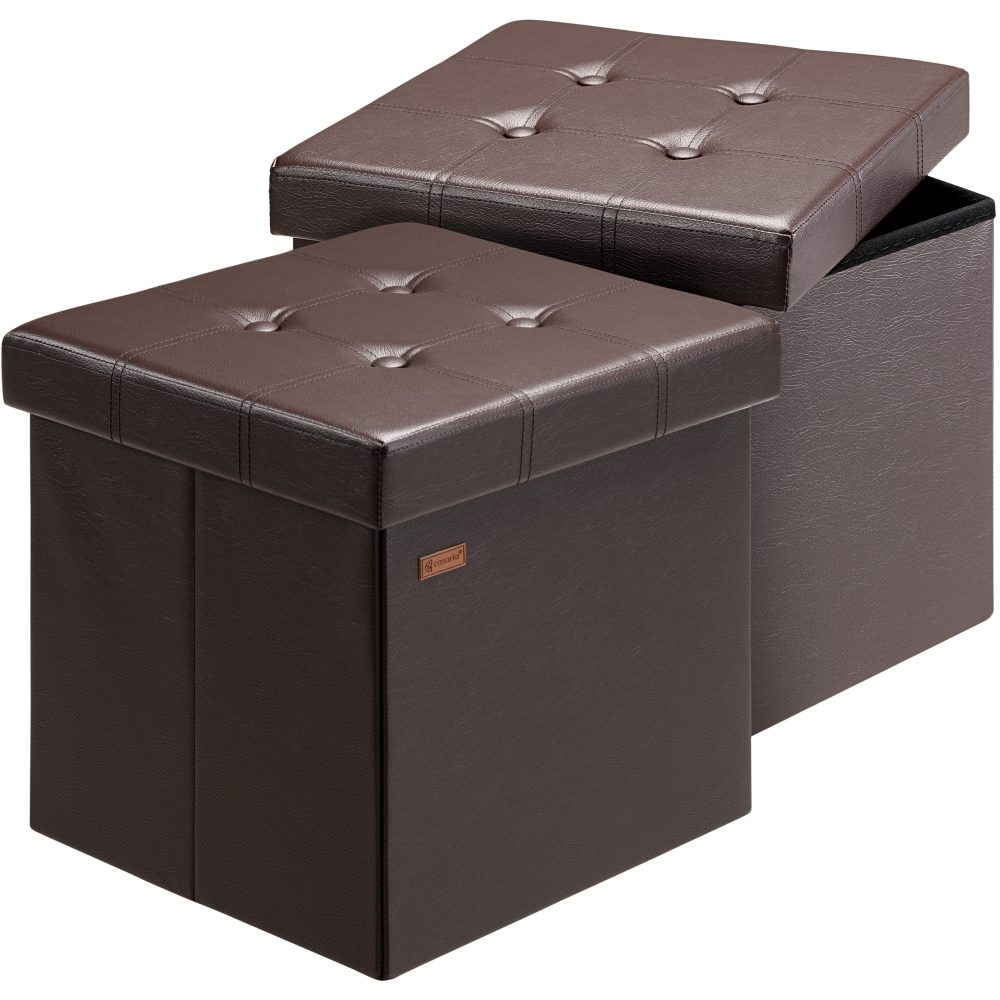 Sitzhocker 2er-Set Braun Kunstleder 38x38x38cm faltbar