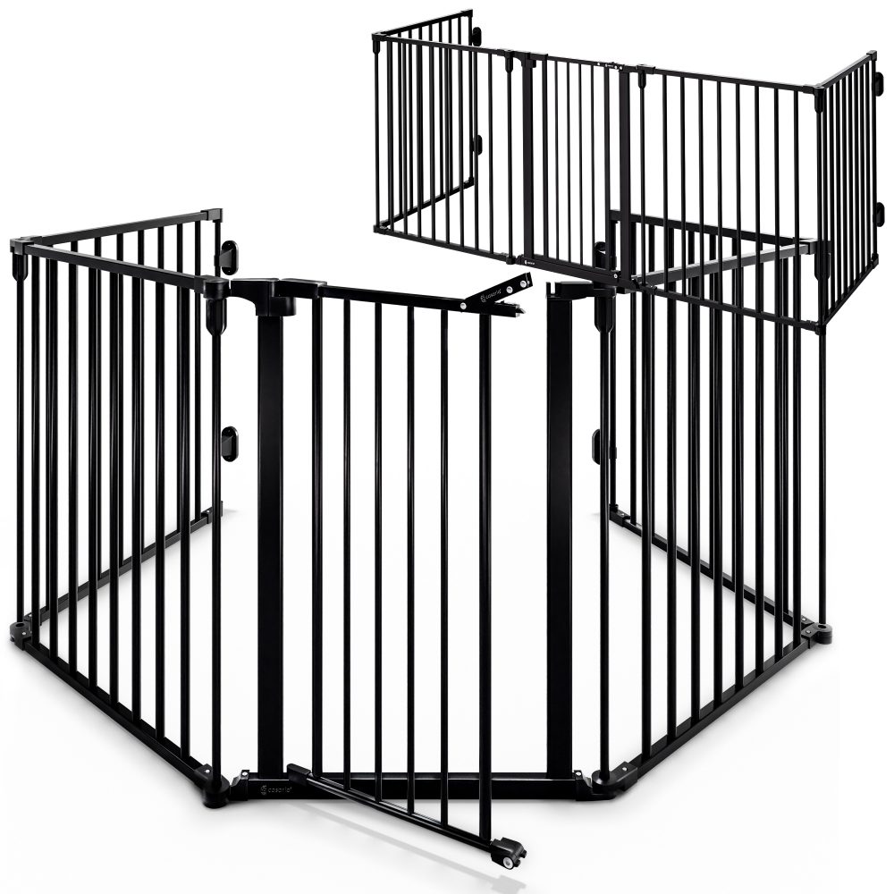 Kaminschutzgitter 2er-Set Schwarz Stahl 306x76,5cm