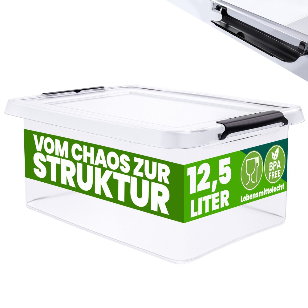 Aufbewahrungsbox 39x29x17cm 12,5L transparent stapelbar BPA-frei