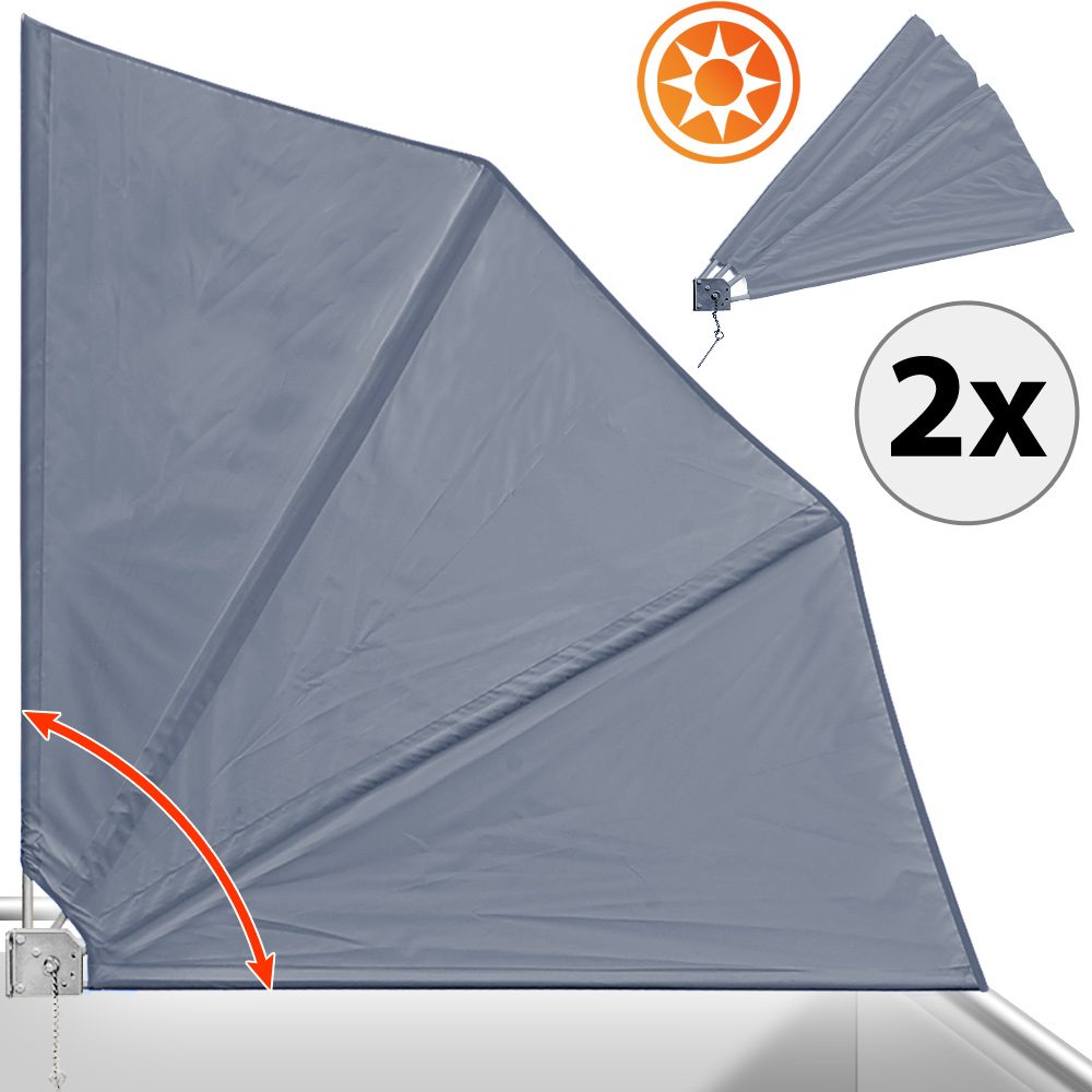 Balkonfächer 2er-Set Anthrazit 140x140cm klappbar