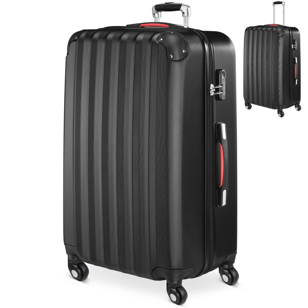 Hartschalenkoffer XL Rollen 360º Reisekoffer 90L Schwarz ABS