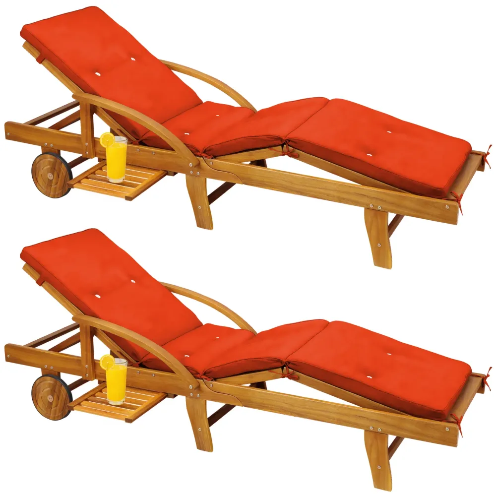 Gartenliege Tami Sun® 2er-Set Akazie inkl Auflage Orange