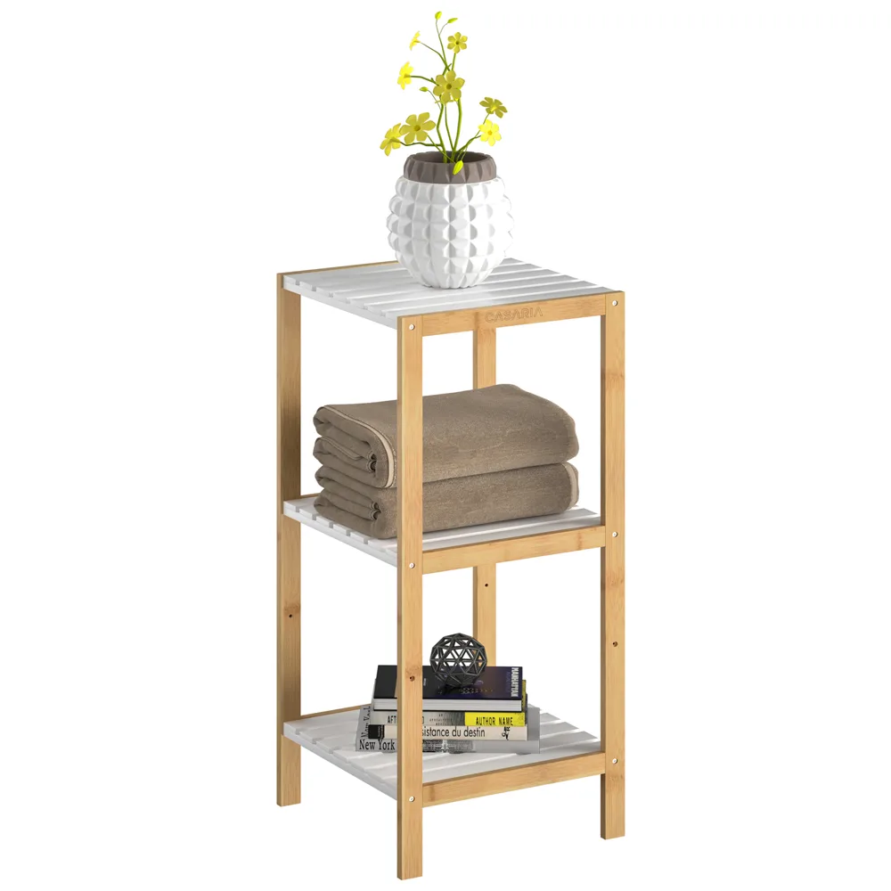 Standregal Bambus Weiß 80x33x34cm