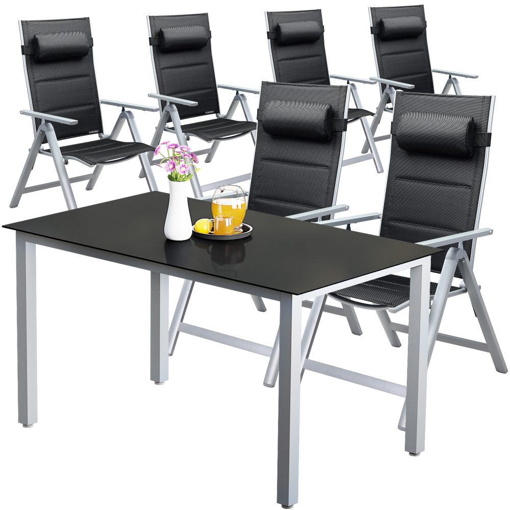 Garten-Sitzgruppe Bern Premium 7-tlg Silber Alu