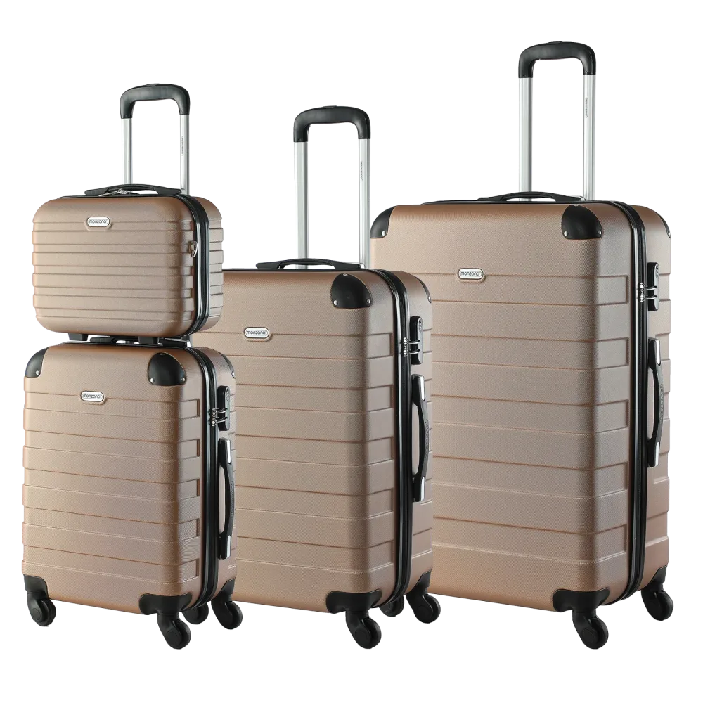 Hartschalenkofferset Essential + Beautycase 4-tlg Champagner