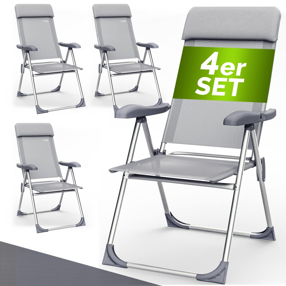 Gartenstuhl 4er-Set Silber Alu