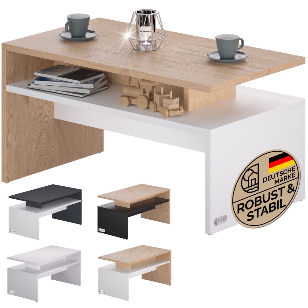 Couchtisch Sacramento Weiß/Eiche 95x55x50cm