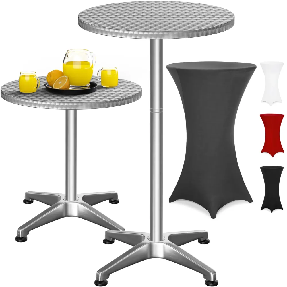 Stehtisch Silber 115x60cm + Stehtischhusse Grau Ø60cm