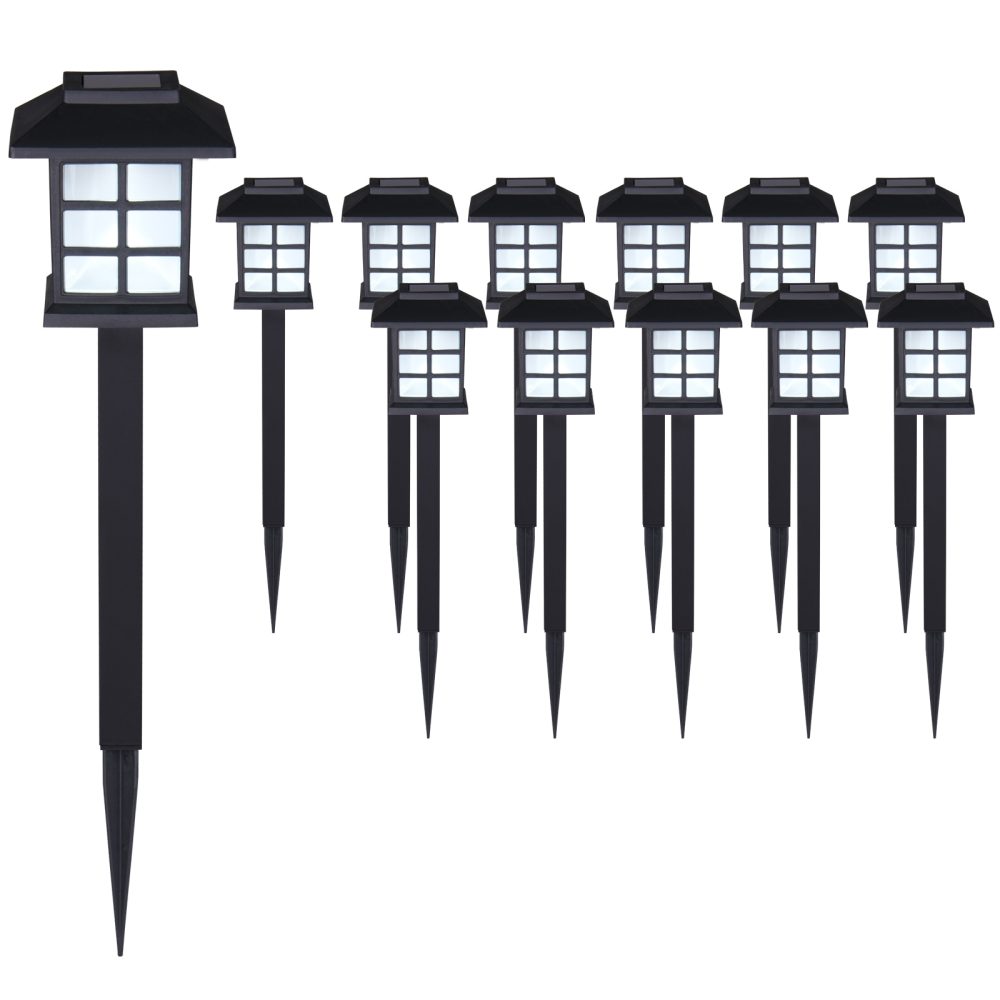 LED Solarleuchten 12er-Set Schwarz