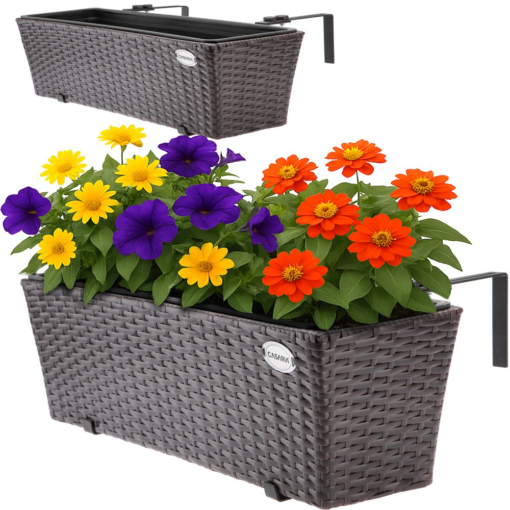 Polyrattan Blumenkasten 2er-Set Braun