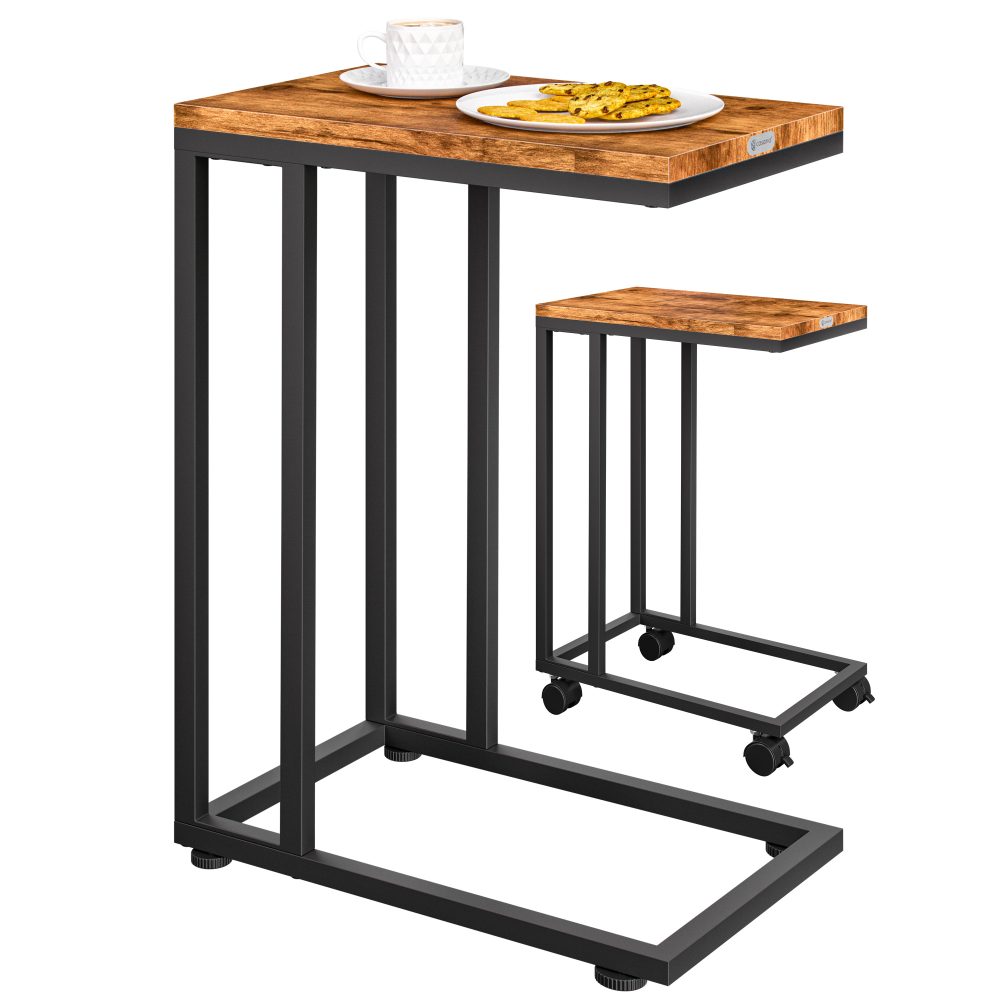 Beistelltisch Schwarz unterfahrbar 50x35x65/70cm mobil Rollen mit Bremse