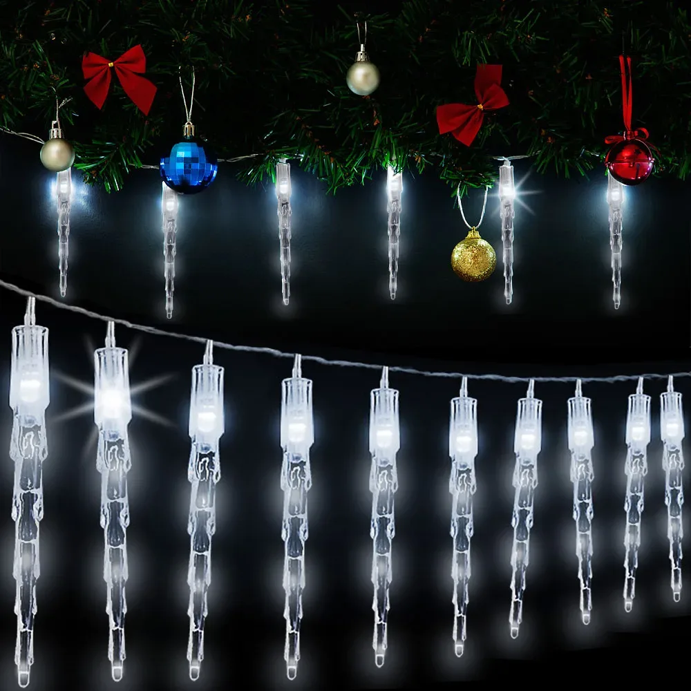 Lichterkette Weihnachten Eiszapfen Warmweiß 6,2m