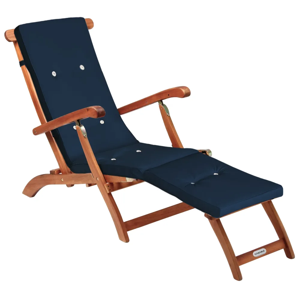 Gartenliege Queen Mary® Akazie FSC®-zertifiziert inkl Auflage Blau