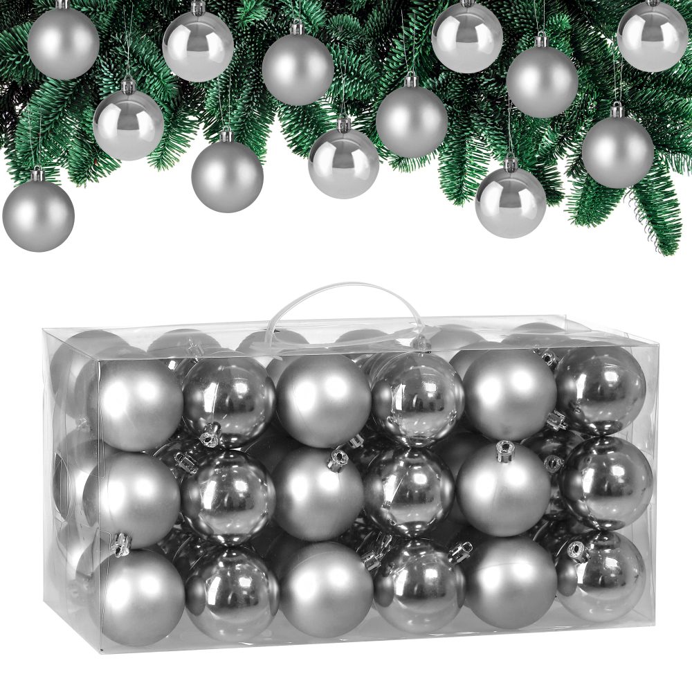 Weihnachtskugeln Silber 54-tlg in matt & glänzend
