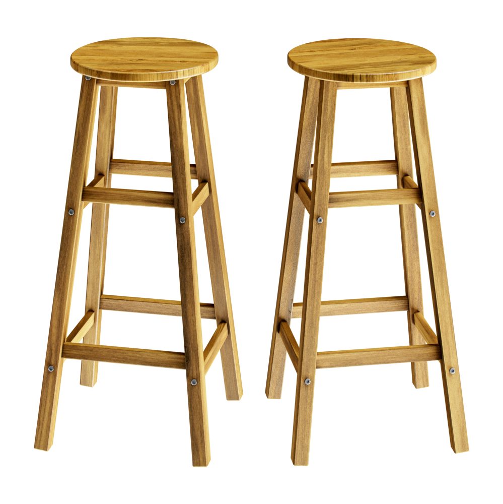 Barhocker 2er-Set Akazienholz 76x34x34cm